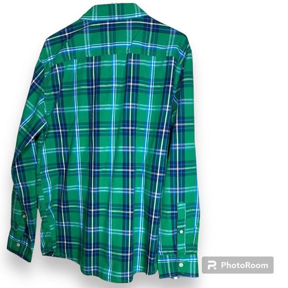 Urban Pipeline Shirt Mens Medium M Green Blue Plaid Button Up Casual - Picture 2 of 8